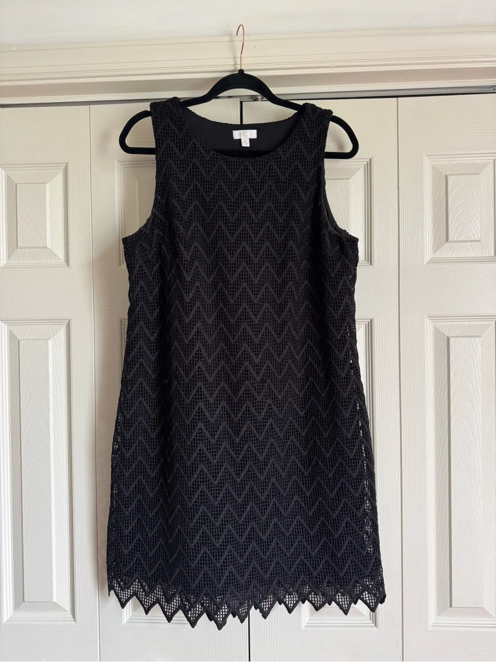 Charming Charlie Black ZipZag Sheath Dress Size Medium
